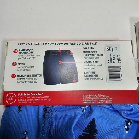 3-Pack Jockey Microfiber Stretch Christmas Boxer Briefs Men's Size 2XL (44-46) - Picture 7 of 7